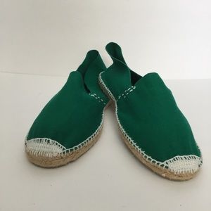 Espadrilles Flats Green Jute Trim Size 42